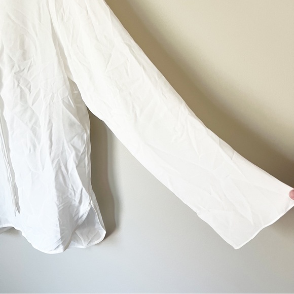 Sandro Paris Cleo Tie Lace Up Silk Blouse Ecru Off-White 2 EU 38 NWOT - Picture 7 of 15